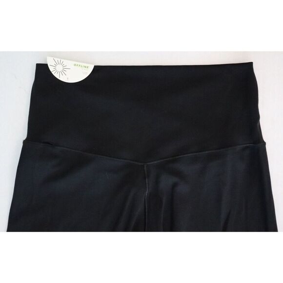 aerie Offline Women's Sz L-Short Black Real Me High Rise Crossover 7/8 Leggings - Picture 4 of 7